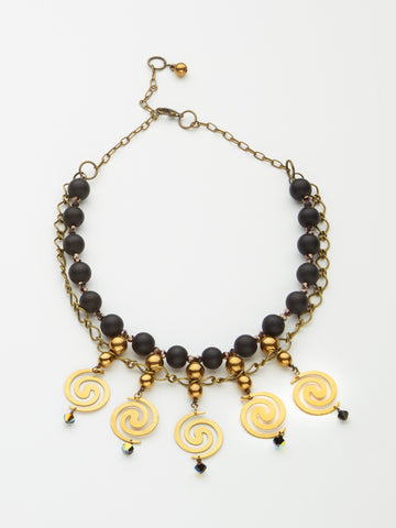 Five Brass Spirals Necklace